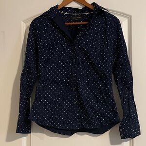 3/$15 or 5/$20 Banana Republic Navy Button-Down Shirt with White Polka Dots